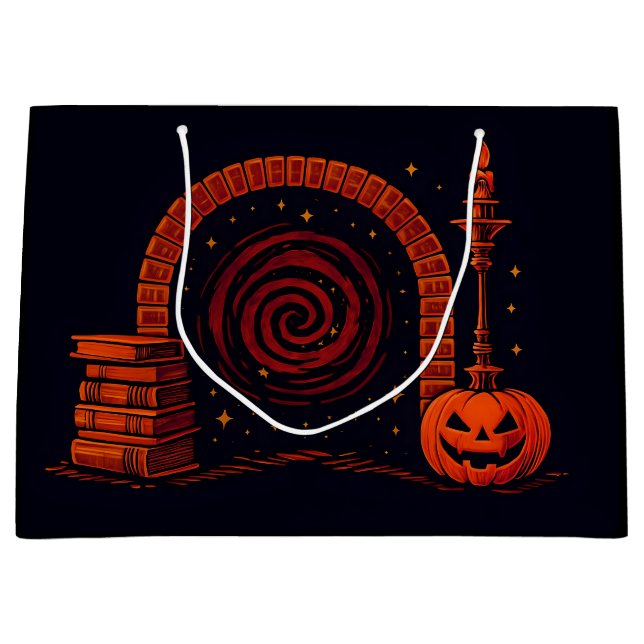 Midnight Hearth Medieval-Orange and black Large Gift Bag (Front)