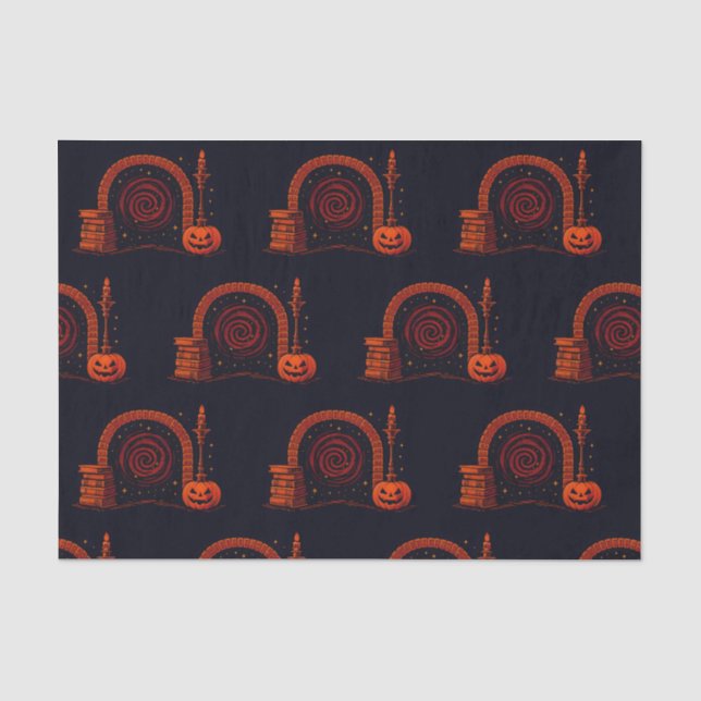 Midnight Hearth Medieval-Orange and black Tissue Paper (Front)