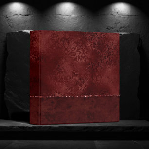 Midnight Henna Romance Red Satiny Grunge Damask Binder