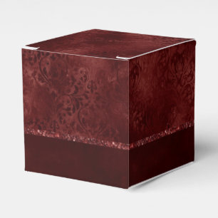 Midnight Henna Romance   Red Satiny Grunge Damask Favor Box