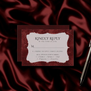 Midnight Henna Romance   Red Satiny Grunge Entree RSVP Card