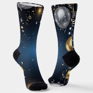 Midnight in Gold and Silver Socks