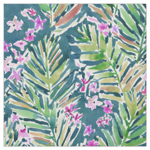 MIDNIGHT IN MAUI Dark Tropical Palm Print Fabric