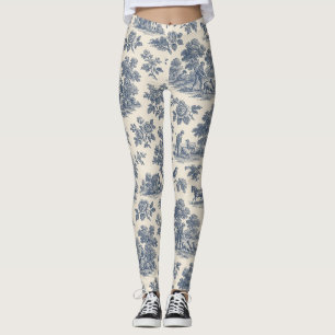 Midnight in the Meadow – Blue Toile Pattern Leggin Leggings