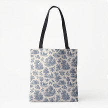 Midnight in the Meadow – Blue Toile Pattern Tote B