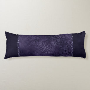 Midnight Indigo Romance   Satiny Grunge Damask Body Pillow