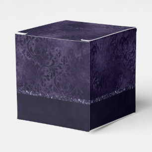 Midnight Indigo Romance   Satiny Grunge Damask Favor Box