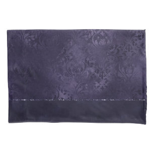 Midnight Indigo Romance Satiny Grunge Damask Pillowcase