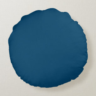 Midnight Indigo Solid Colour Round Pillow