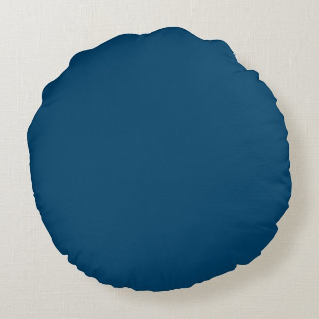 Midnight Indigo Solid Colour Round Pillow (Back)