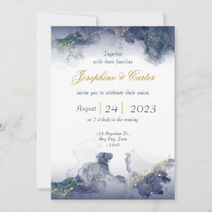 Midnight Ink & Gold Wedding Invitation