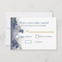 Midnight Ink & Gold Wedding RSVP Cards