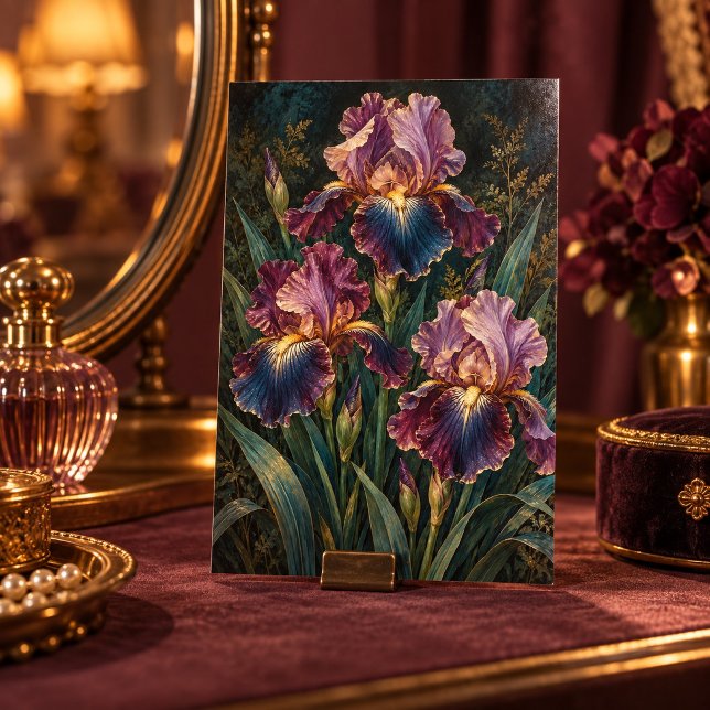 Midnight Iris Study Art Print (4 x 6 inch unframed semi-gloss print. Flat printed artwork. Styled scene; props not included.)