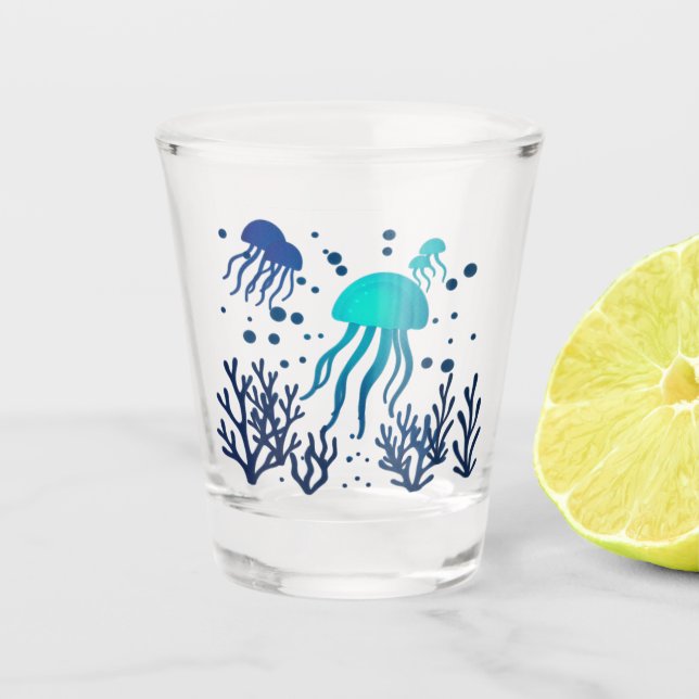 Midnight Jelly | Glowing Ocean Shot Glass Design (Front)