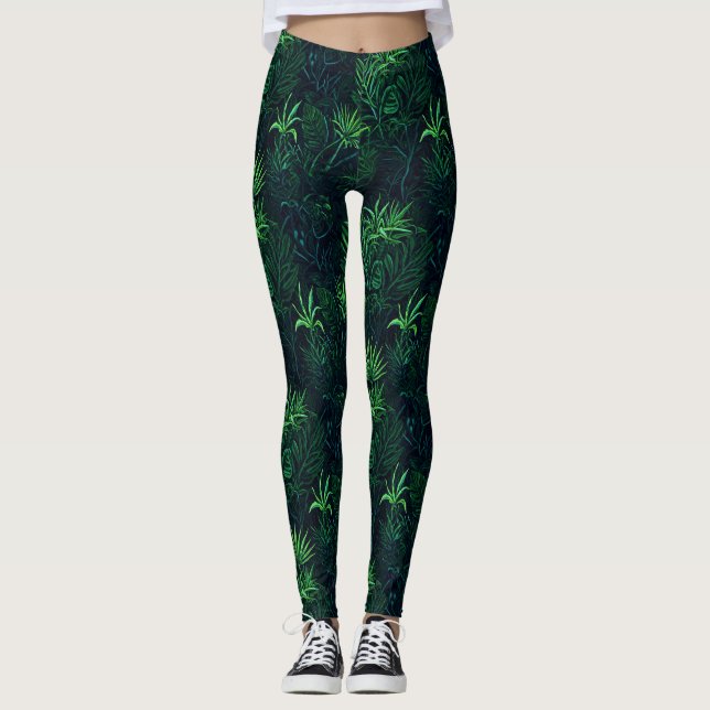 Midnight Jungle Print Leggings (Front)