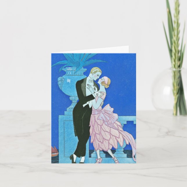 Midnight Kiss Art Deco Note Card (Front)