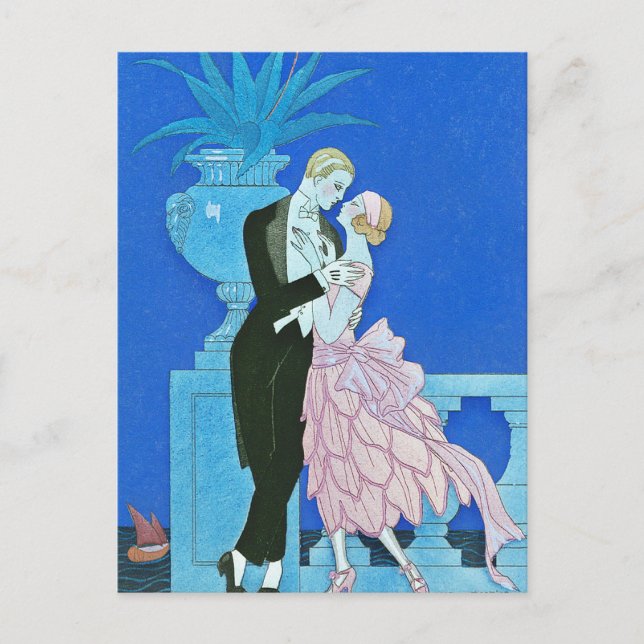Midnight Kiss Art Deco Postcard (Front)