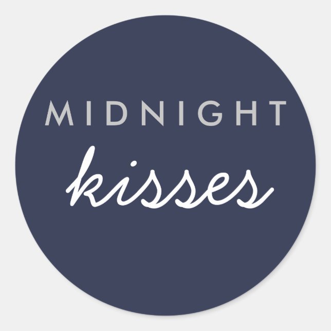 Midnight Kisses Wedding Party Sticker Navy Silver (Front)