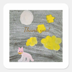 Midnight Kitty Adventure Square Sticker