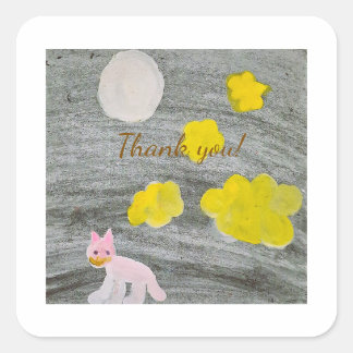 Midnight Kitty Adventure  Square Sticker