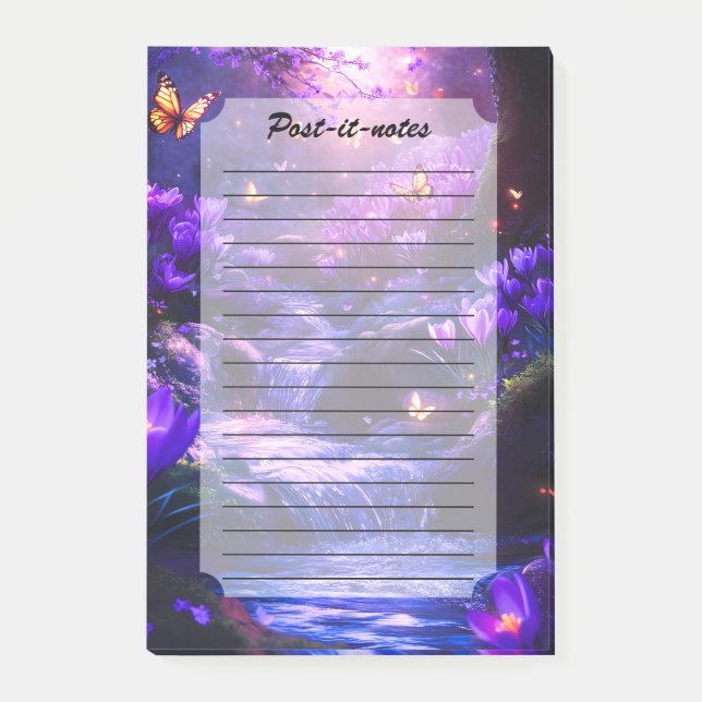 Midnight Lavender Cascade Blossoms Post-it Notes (Front)