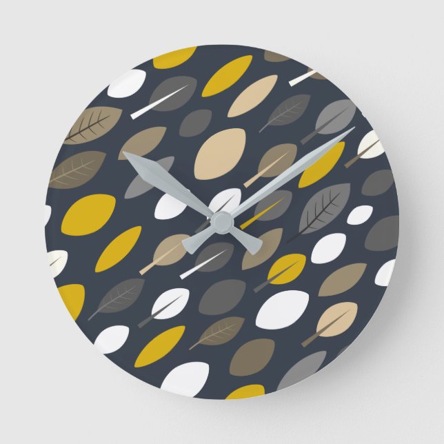 Midnight Leaves Round Clock (Front)