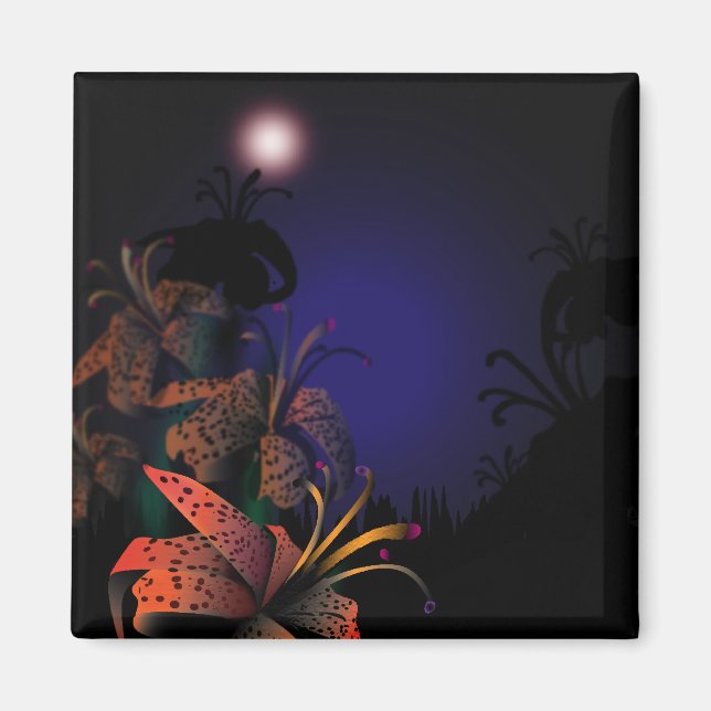 Midnight Lillies fridge magnet (Front)