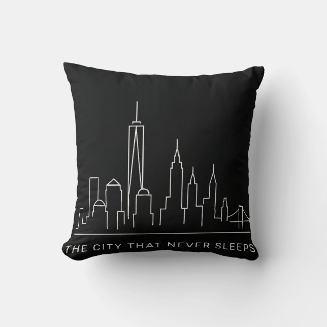 Midnight Lines: NYC Never Sleeps Throw Pillow (Front)
