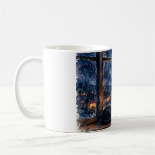 Midnight Lofi Cat Mug — Cozy Black Cat Coffee Cup