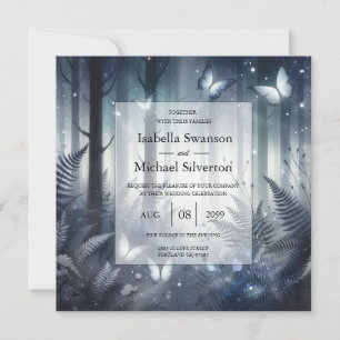 Midnight Magic and Moonlit Wings Wedding Invitation