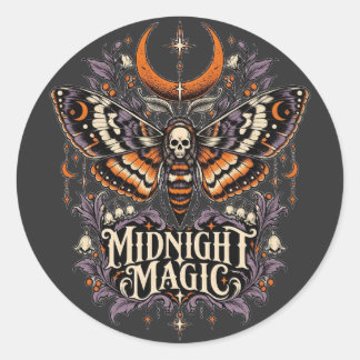 Midnight Magic Death Head Moth Classic Round Sticker