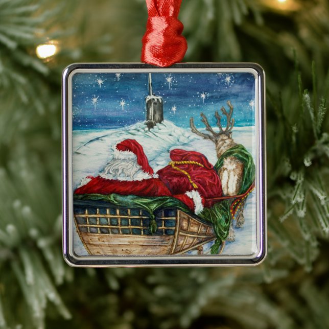 Midnight Magic Submarine Santa Ornament  (Tree)