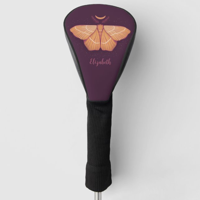 Midnight Magic: Witchy Night Moth Golf Head Cover (Front)
