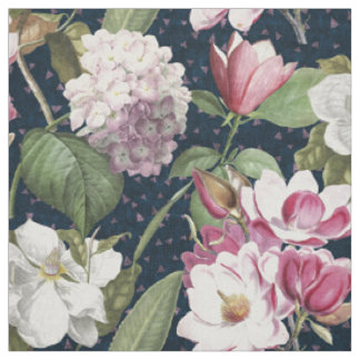 Midnight Magnolia Garden Elegant Botanical Fabric