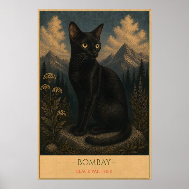 Midnight Majesty: Bombay Cat Poster (Front)