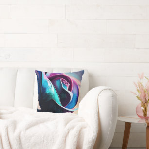 Midnight Majesty: The Dark Beauty of Black Roses Throw Pillow