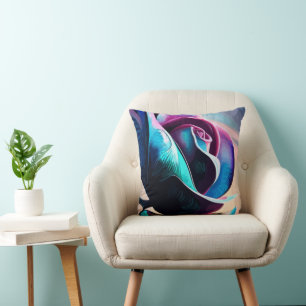 Midnight Majesty: The Dark Beauty of Black Roses Throw Pillow