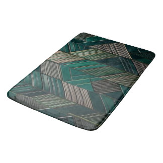 Midnight Malachite: Modern Art Deco Teal  Bath Mat