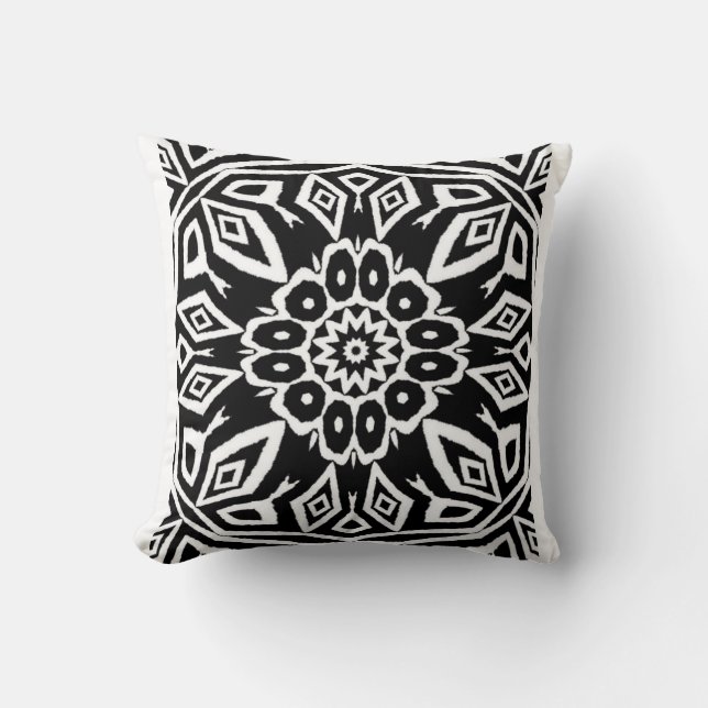 Midnight Mandala Throw Pillow (Front)