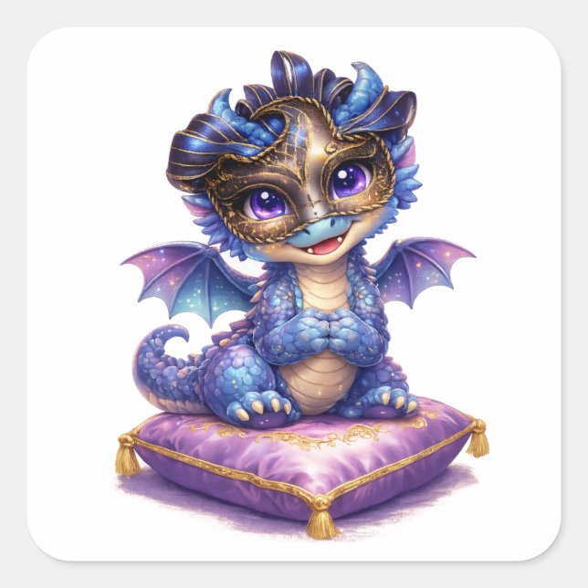 "Midnight Masque Dragon Square Sticker" Sticker (Front)