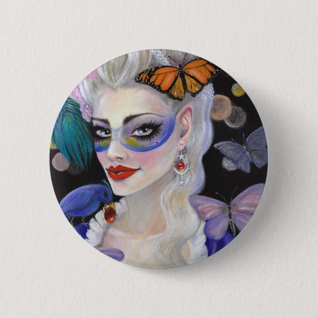 Midnight Masquerade Fairy 2 Inch Round Button (Front)