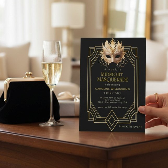Midnight Masquerade formal birthday Invitation (Creator Uploaded)