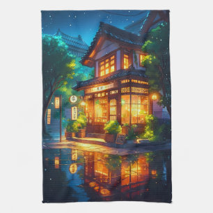 Midnight Matcha – Cozy Japanese Lofi Café Kitchen Towel