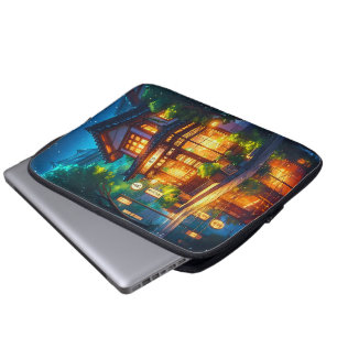 Midnight Matcha – Cozy Japanese Lofi Café Laptop Sleeve