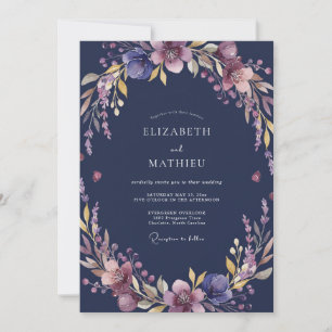 Midnight Mauve Wildflower Wedding Invitation