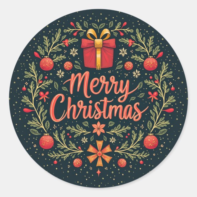 Midnight Merry Christmas Classic Round Sticker (Front)