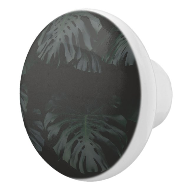 Midnight Monstera Shadows Ceramic Knob (Right)