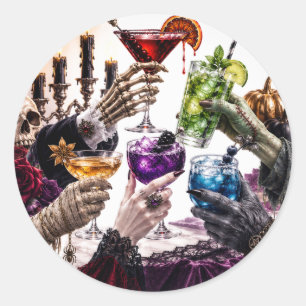 Midnight Monsters Halloween Cocktail Classic Round Sticker