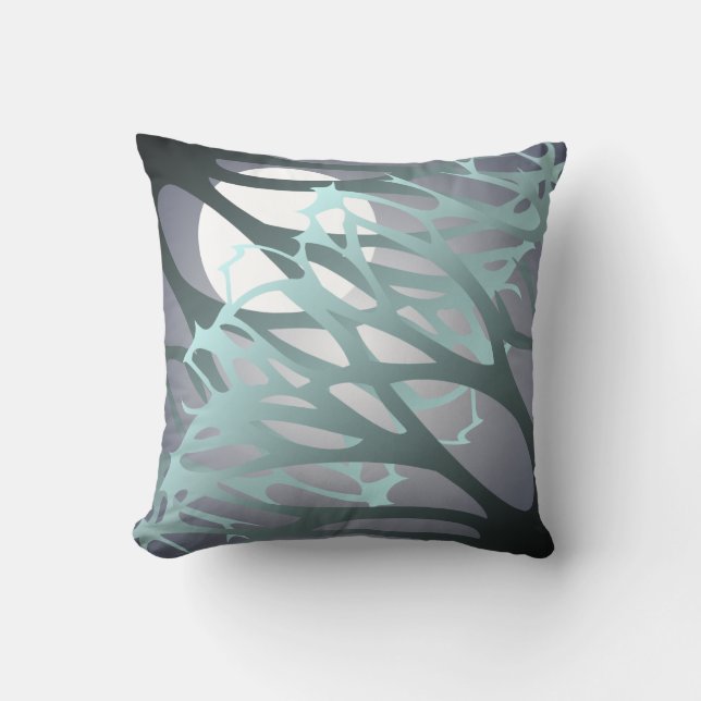 Midnight Moon and Branches Throw Pillow (Front)