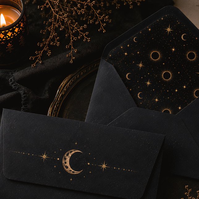 Midnight Moon Gothic Celestial Black Frosted Envelope (Creator Uploaded)